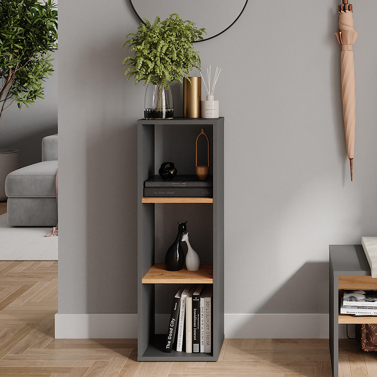 BOTNÍK Orlando Antracit/zlatý dub - medově dubová/antracitová, kompozitní dřevo (30/90.5/24cm) - Vicco