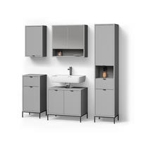 BADMÖBEL-SET ATERNO Grau 5 Teile - Grau, Holzwerkstoff (70/63/45cm) - Livinity®