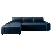 ECKSCHLAFSOFA Costa L Dunkelblau links - Schwarz/Dunkelblau, Kunststoff/Textil (290/169cm) - Beautysofa