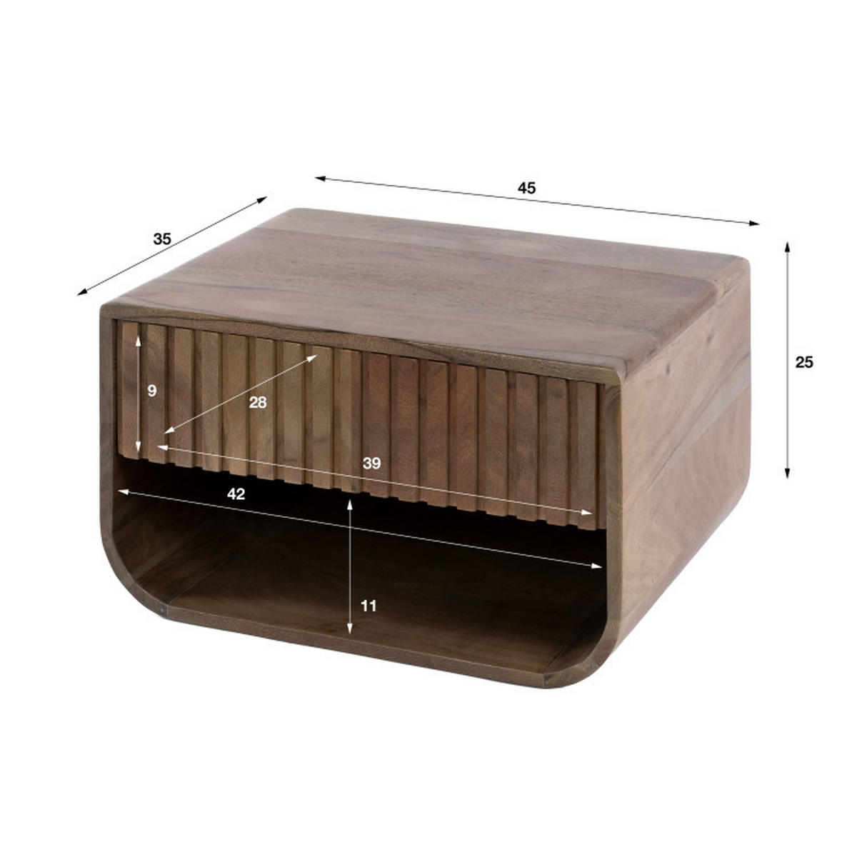NACHTTISCH Veya Braun 35/45/25 cm - Braun, Textil (45/25/35cm) - Hoyz Collection