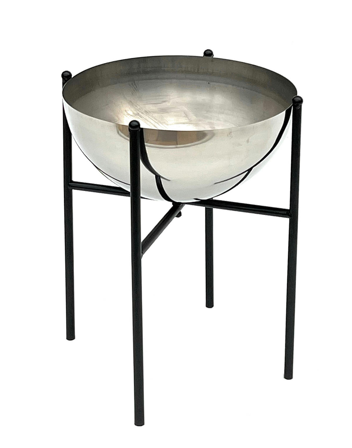 BLUMENHOCKER Metall mit Topf Schwarz Silber 35 cm 96257 M - Schwarz, Metall (20/35/20cm) - DanDiBo