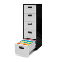 AKTENSCHRANK mit 5 Schubladen SARA V5 - Anthrazit/Weiß, Metall (46/162/62cm) - Jan Nowak