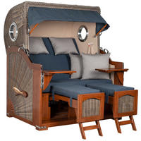 STRANDKORB XXL Düne Grande 2,5 Sitzer - Blau/Braun, Metall (142/170/95cm) - Mr. Deko