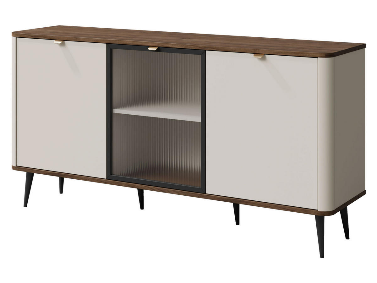 KOMMODE Marly 2D1W RE07 - Kaschmir/Goldfarben, Holzwerkstoff/Metall (160/82/40cm) - MIRJAN24
