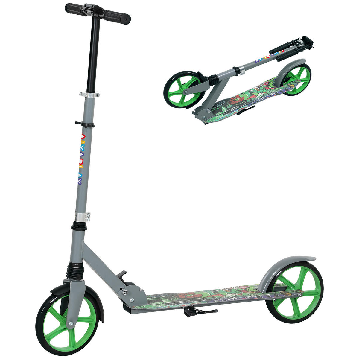 KINDERSCOOTER DE-16964 klappbar mit höhenverstellbarem Lenker Grün - Grün, Kunststoff (94/38/103cm) - ComfortXL