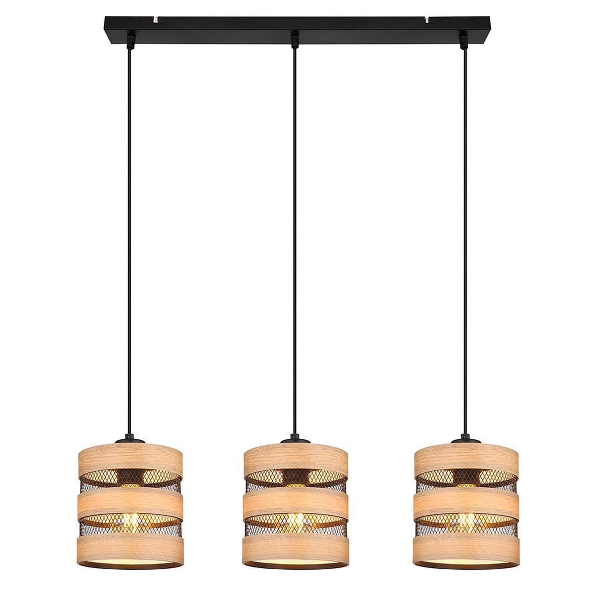 LED HÄNGELEUCHTE SOENI Braun Holz Metall - Braun, Metall (75/18/120cm) - Globo Lighting