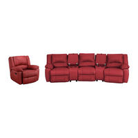 SOFAGARNITUR mit Relaxfunktion - -Sitzer - Leder - Rot - - Rot, Leder (308/97/99cm) - Vente-Unique