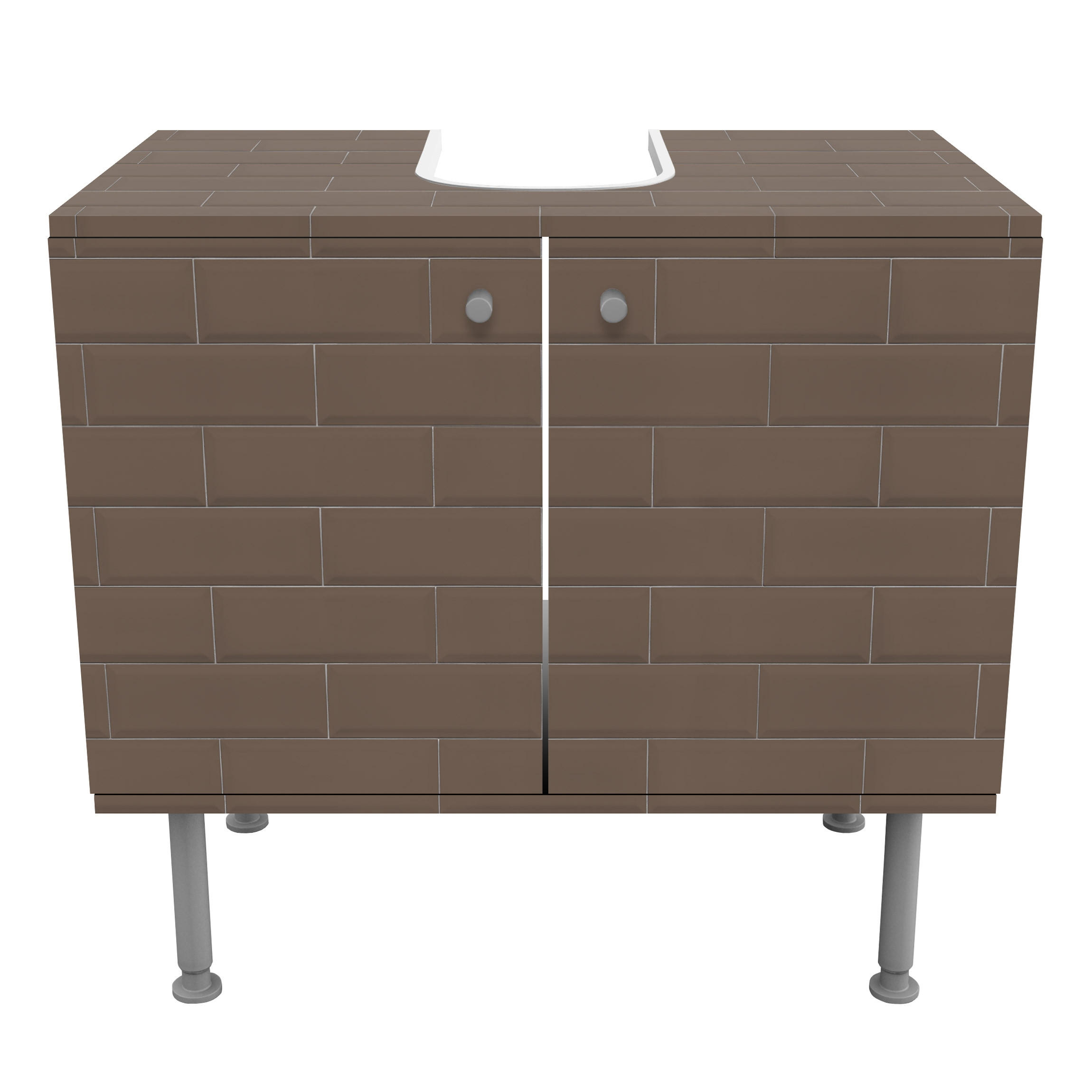 WASCHBECKENUNTERSCHRANK Keramikfliesen graubraun 60/55/35 cm - Braun, Holzwerkstoff (60/55/35cm) - Bilderwelten