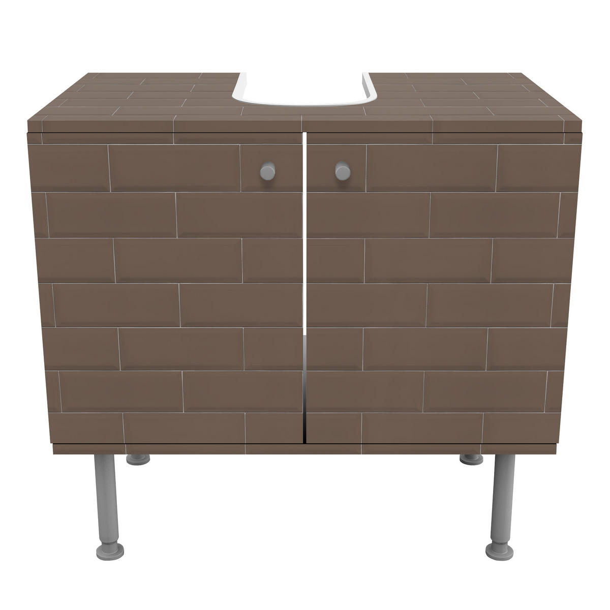 WASCHBECKENUNTERSCHRANK Keramikfliesen graubraun 60/55/35 cm - Braun, Holzwerkstoff (60/55/35cm) - Bilderwelten