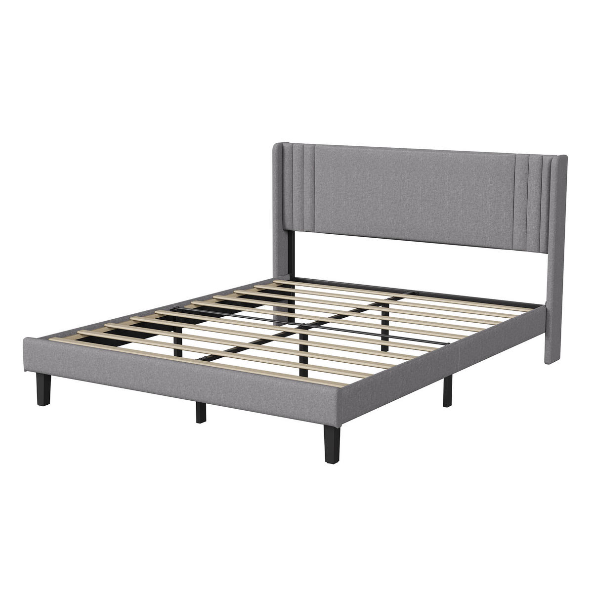 POLSTERBETT 140x200 cm Doppelbett mit Lattenrost, Leinenstoff Grau - Grau, Metall (140/200cm) - EuroLiving