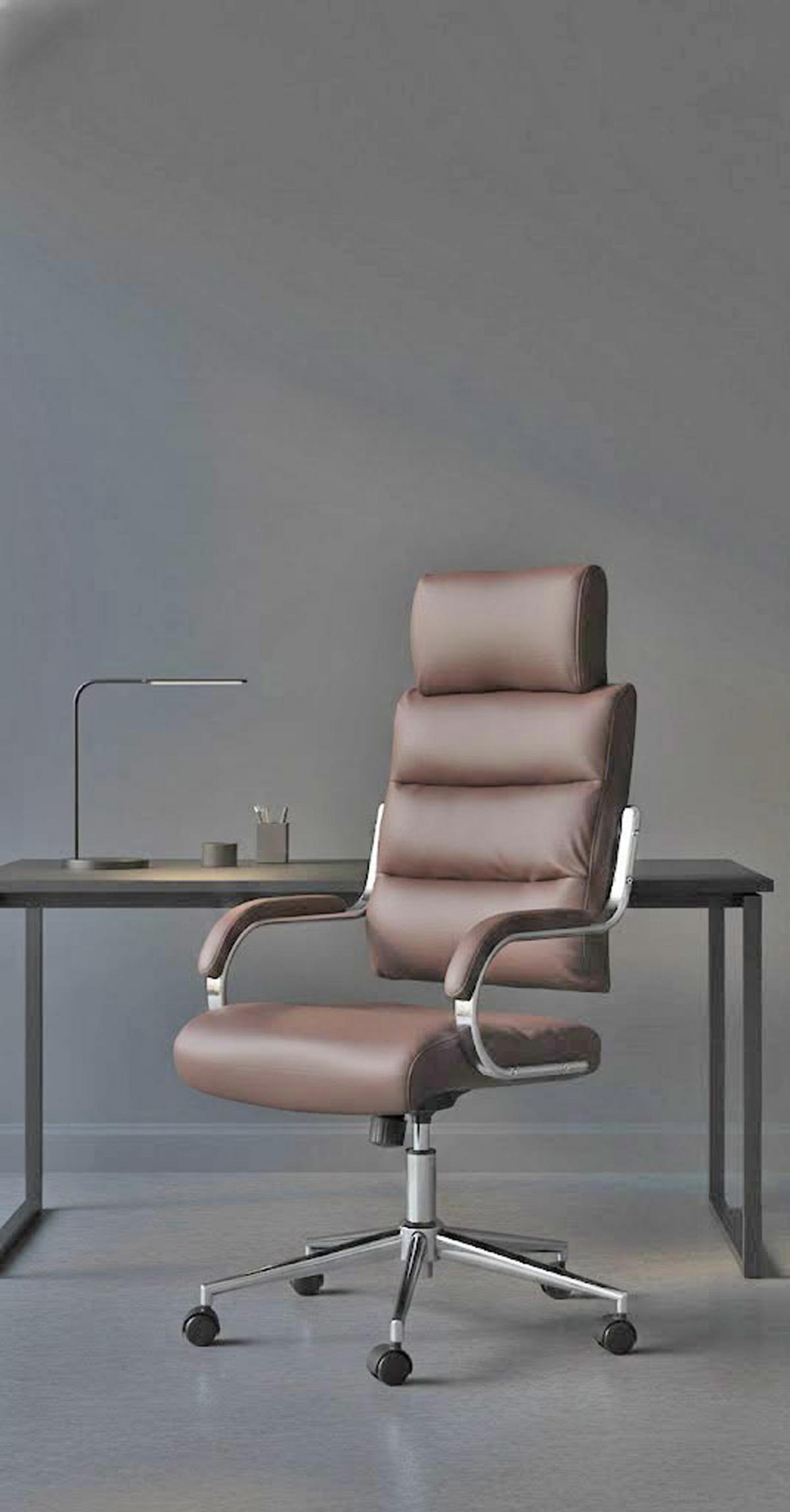 BÜROSTUHL Noxar braun - Chromfarben/Braun, Kunststoff/Metall (61/129/78cm) - TPFLiving