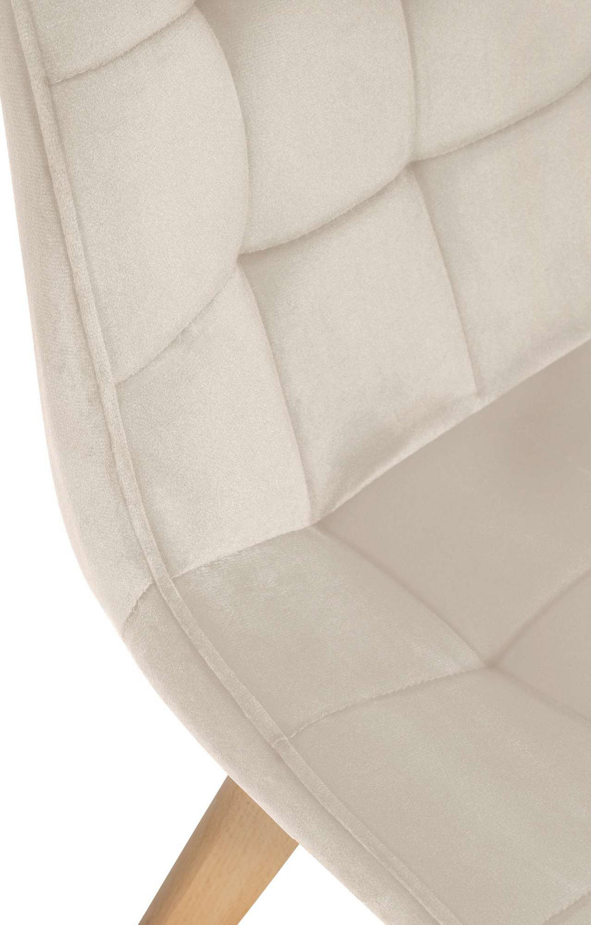 STUHL Samt creme - Eukalyptusholzfarben/Creme, Holz/Textil (54/84/63cm) - CLP