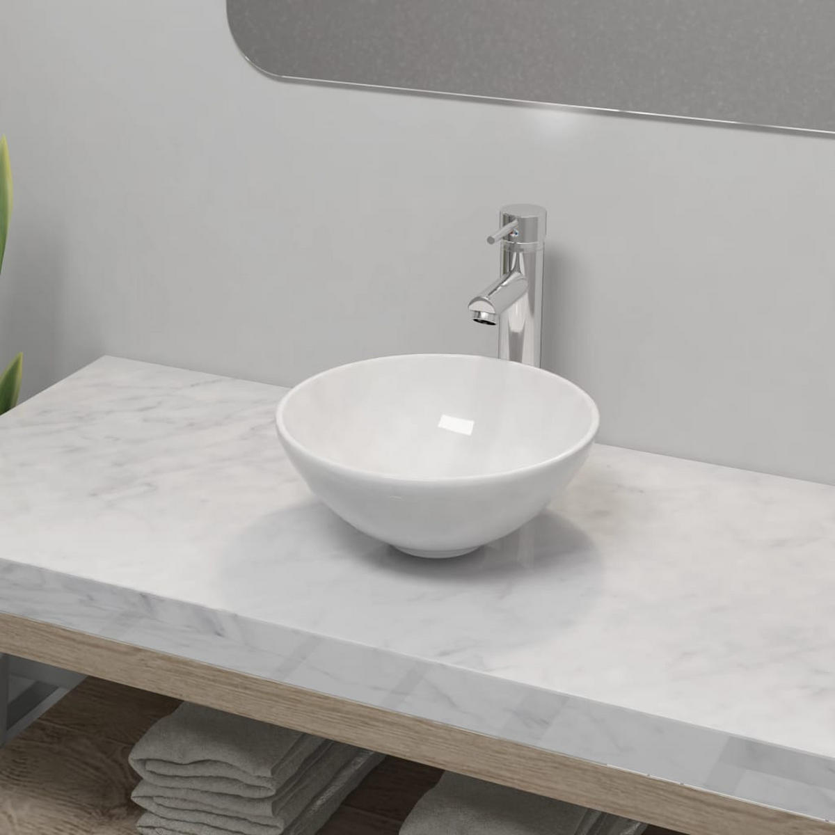 WASCHBECKEN mit Waschtischarmatur Lauterbach 32.5/32.5/14 cm - Weiß, Keramik (32.5/14/32.5cm) - Nettlife