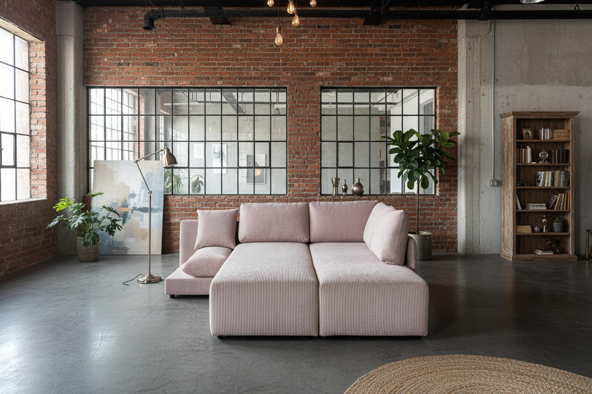 SCHLAFSOFA SADIRA Taupe Cord - Taupe/Schwarz, Kunststoff/Textil (288/209cm) - KAWOLA