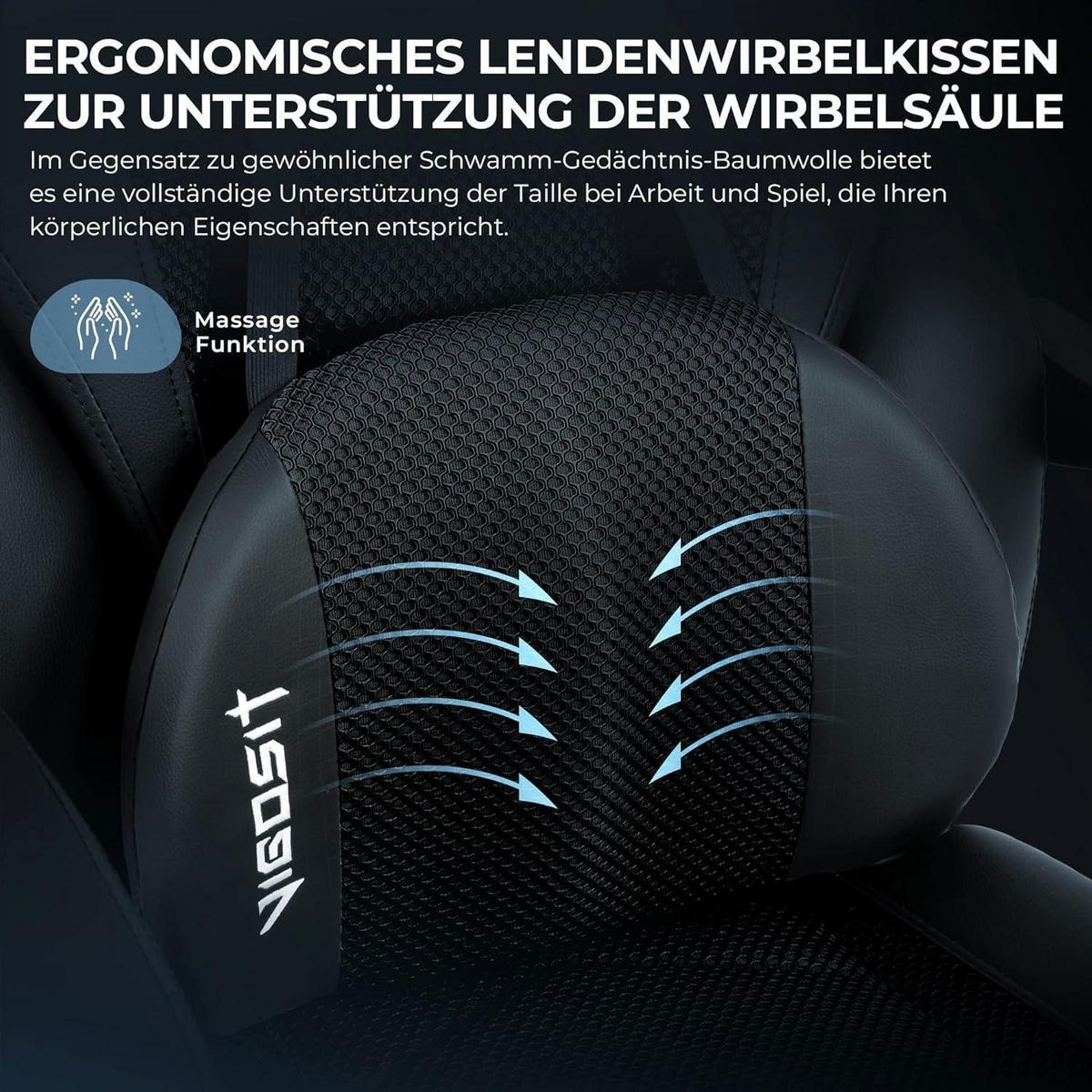 GAMING Stuhl PRO mit Fußstütze und Nackenkissen Schwarz - Schwarz, Kunststoff (54/109/45cm)