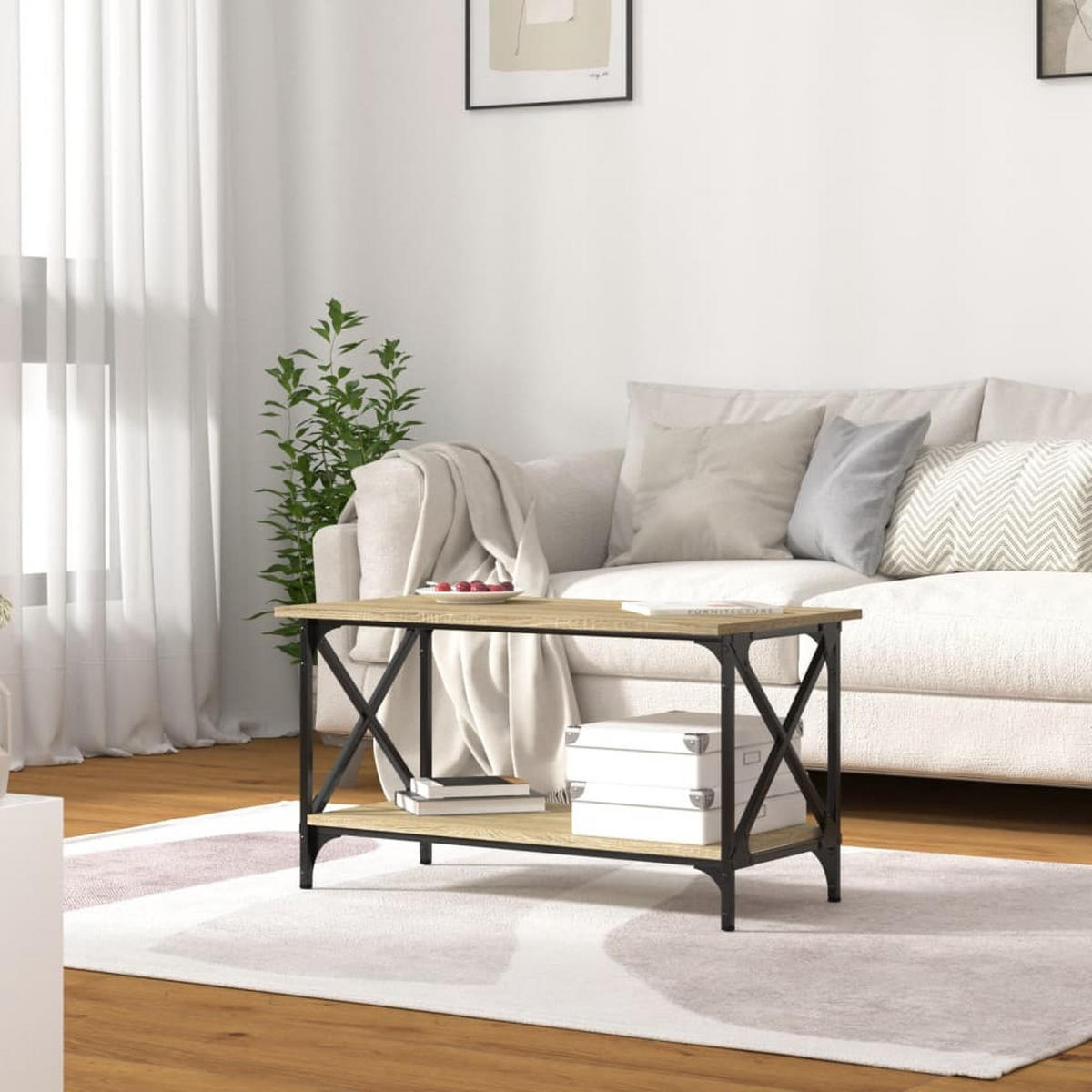 COUCHTISCH Sonoma Eiche 80x45x45 cm Holzwerkstoff und Eisen - Braun, Holzwerkstoff (80/45/45cm) - furnicato