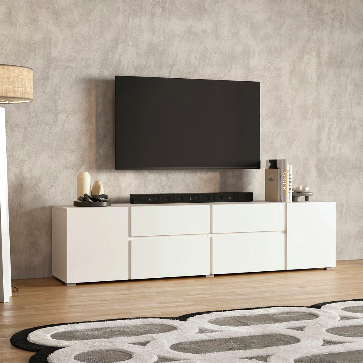 TV STOLEK Maxis Bílá - bílá, kompozitní dřevo (195/48/40cm) - Petits-meubles
