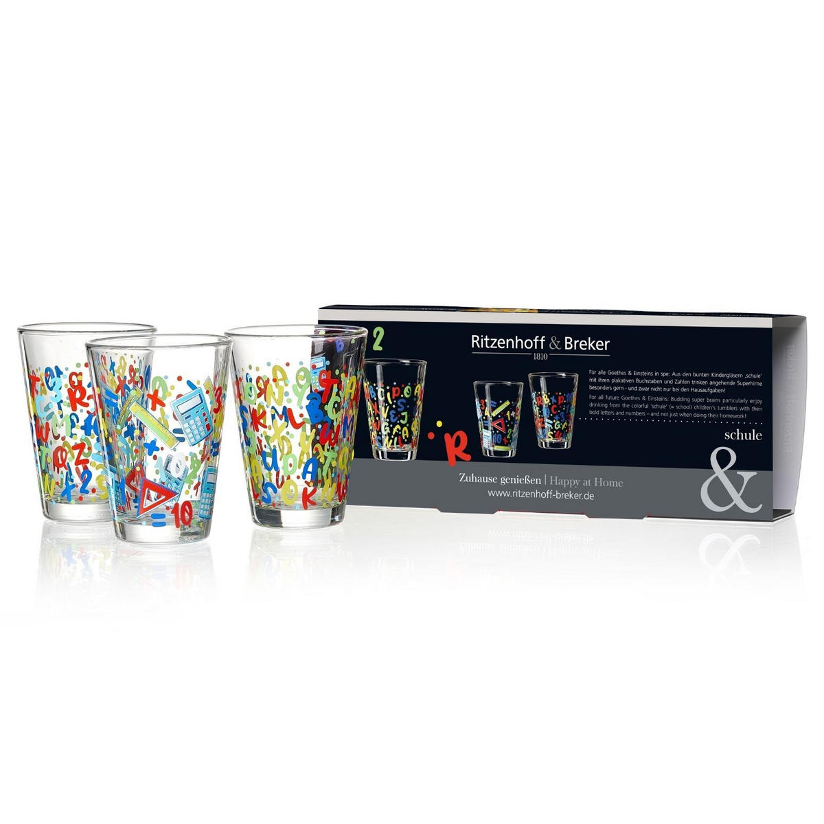 KINDERGLÄSER Dino bunt 200 ml 24er Set - Multicolor, Glas (0.2L) - Ritzenhoff Breker