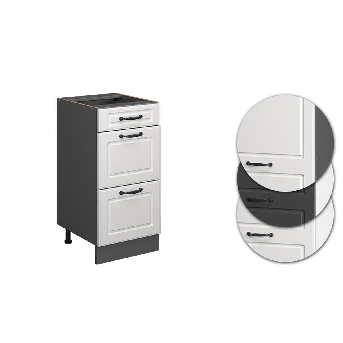 KÜCHENSCHRANK R-Line Weiß Landhaus 40 cm AP Marmor - Anthrazit/Weiß, Holzwerkstoff (40/81.6/60cm) - Vicco