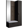 GARDEROBE Margaret II 121/203/43 mit Lamellen und Hochschrank - Schwarz/Grau, Holzwerkstoff/Kunststoff (121/203/43cm) - Beautysofa