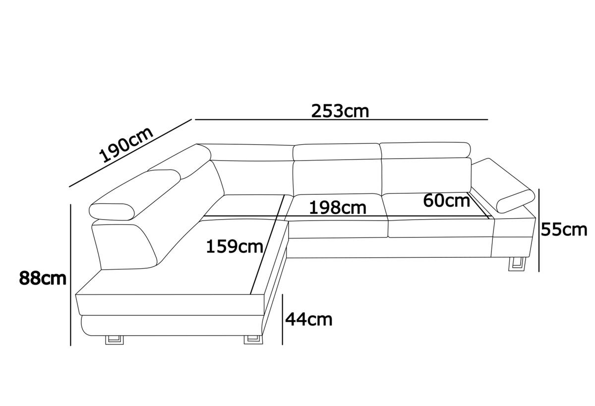 ECKSOFA CAROLINE Rechts Dunkelblau Velours-Stoff mit Schlaffunktion und Bettkasten - Chromfarben/Dunkelblau, Textil (253/190cm) - Barchello