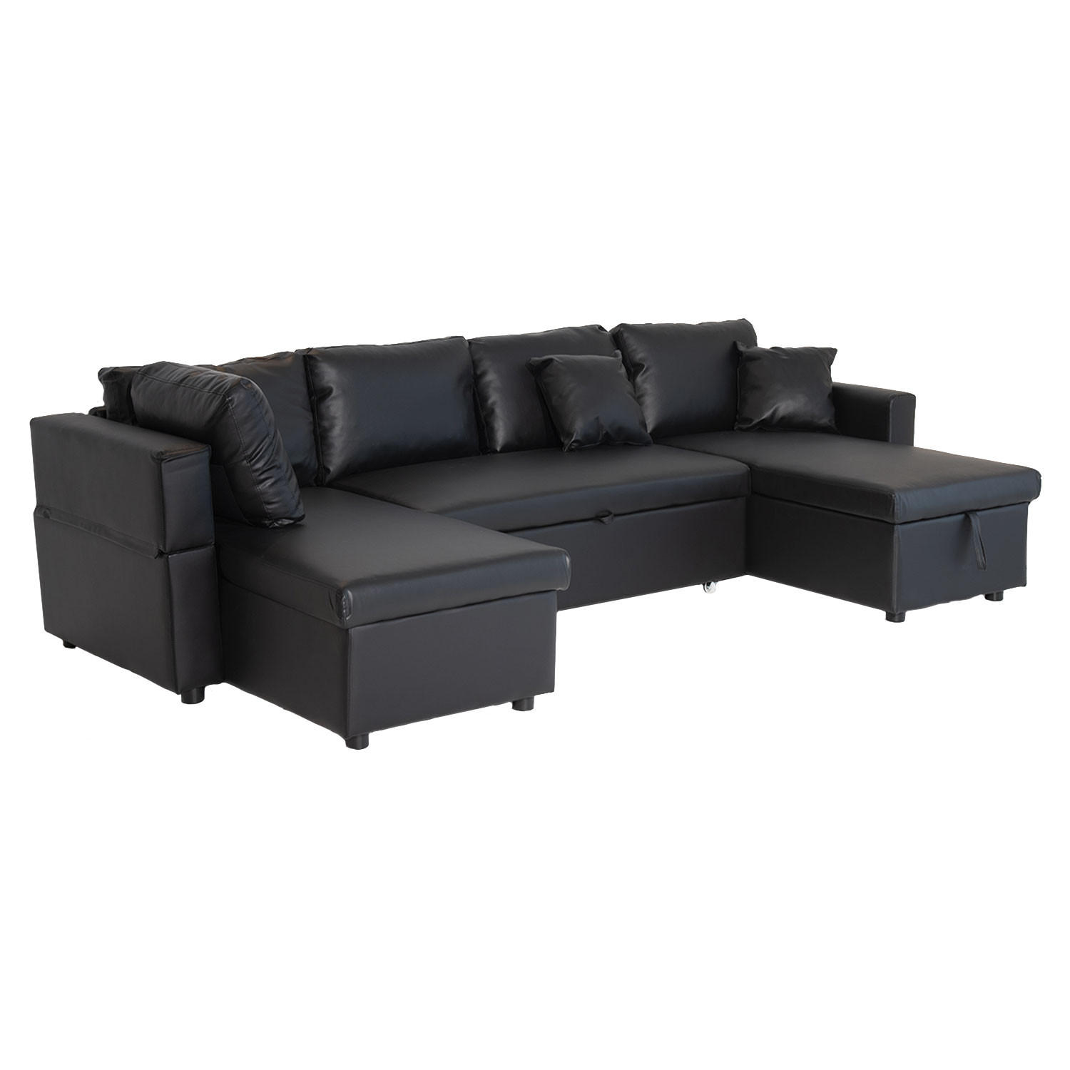 PANORAMA-SOFA SCOTT Schwarz 4 Plätze - Schwarz, Kunststoff (146/294cm) - Happy Garden