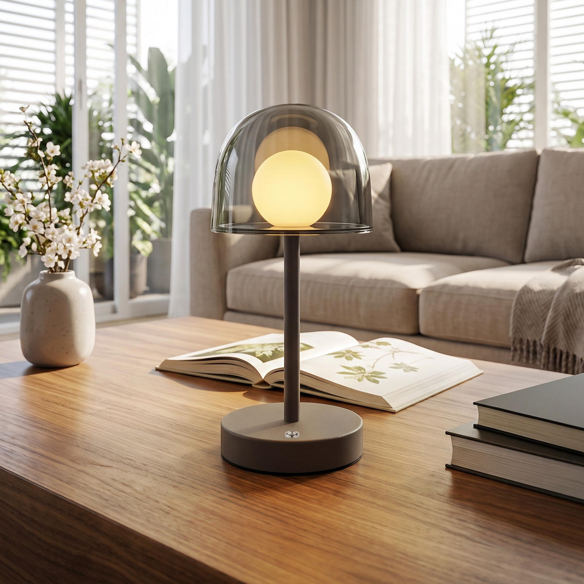 LED STOLNÍ LAMPA 12/12/27 cm - šedá, kov/plast (12/12/27cm) - ZMH
