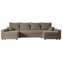 WOHNLANDSCHAFT mit Schlaffunktion und Bettkasten ALESIA-U 301x140x90 cm Braun Velours - Silberfarben/Braun, Holzwerkstoff/Kunststoff (301/90/140cm) - ALTDECOR