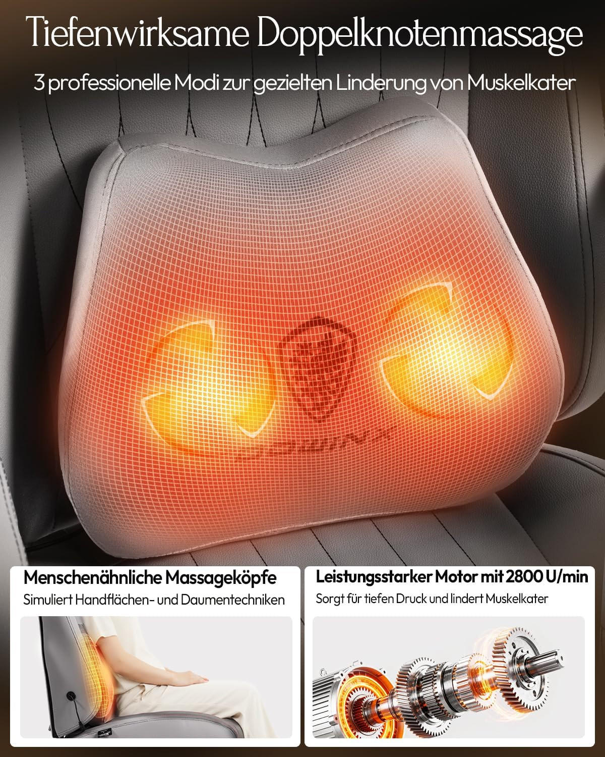 GAMING Stuhl mit Massagefunktion & Lendenwirbelstütze & Nackenstütze - Grau, Leder (56/123/70cm)