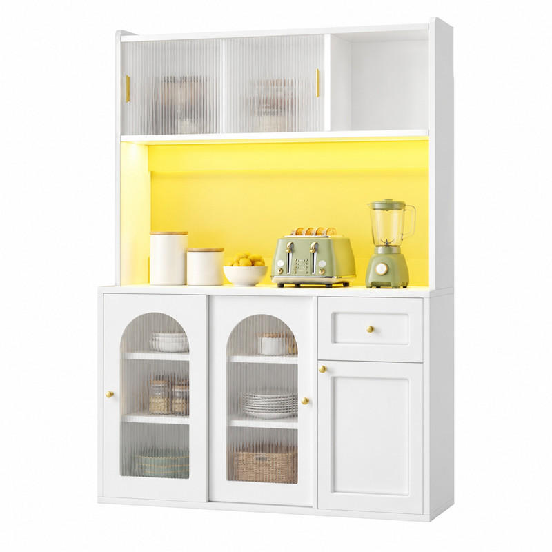 HOCHSCHRANK mit LED 120 x 35 x 167 cm Weiß - Weiß, Holzwerkstoff (35/167/120cm) - Meubliv