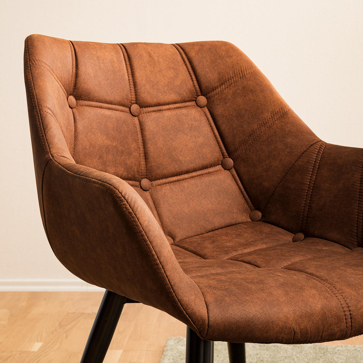 ARMLEHNENSTUHL - Metall - Cognac, Textil (60/81/64cm) - home24