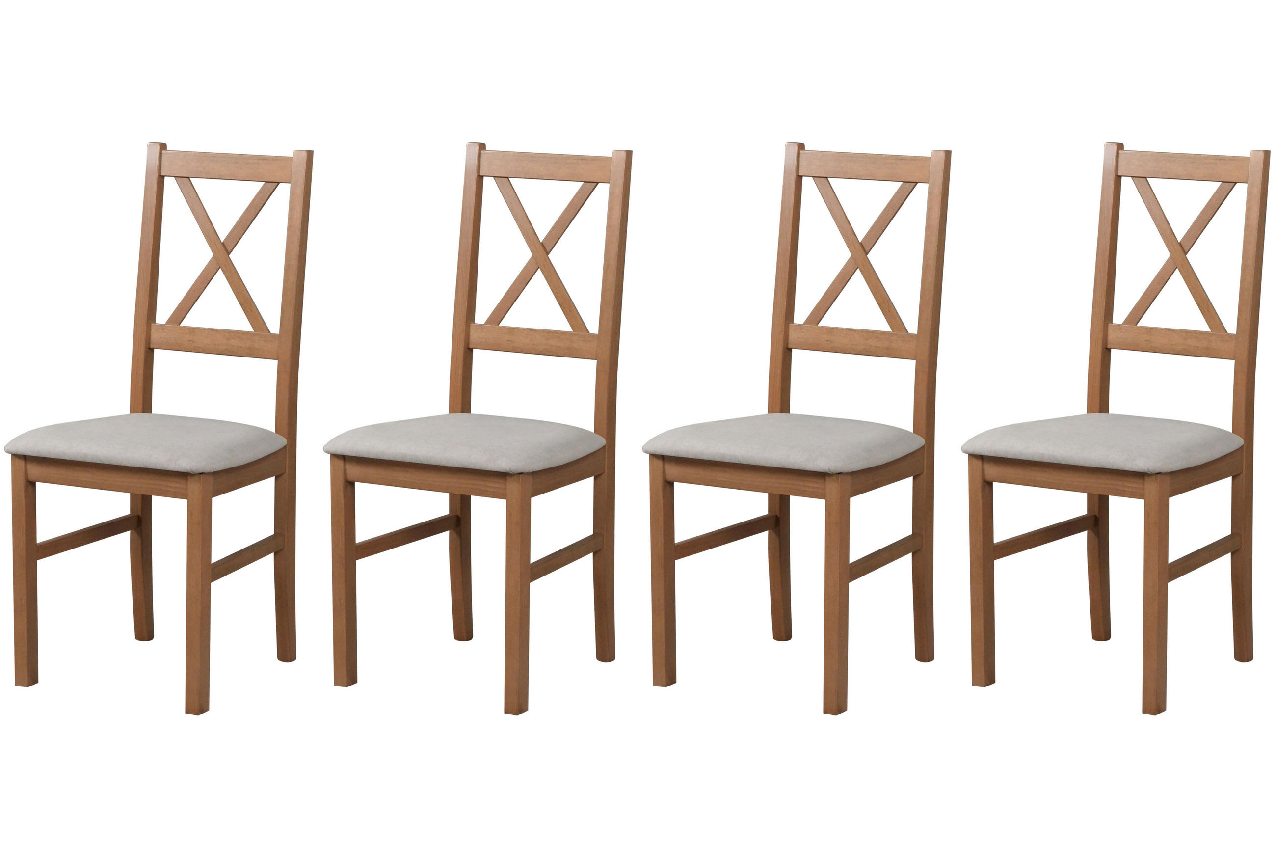 STUHL Nilo 10 (4er Set) - Hellbraun/Beige, Holz (43/94/40cm) - Leaf Design
