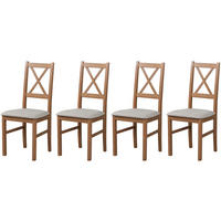 STUHL Nilo 10 (4er Set) - Hellbraun/Beige, Holz (43/94/40cm) - Leaf Design