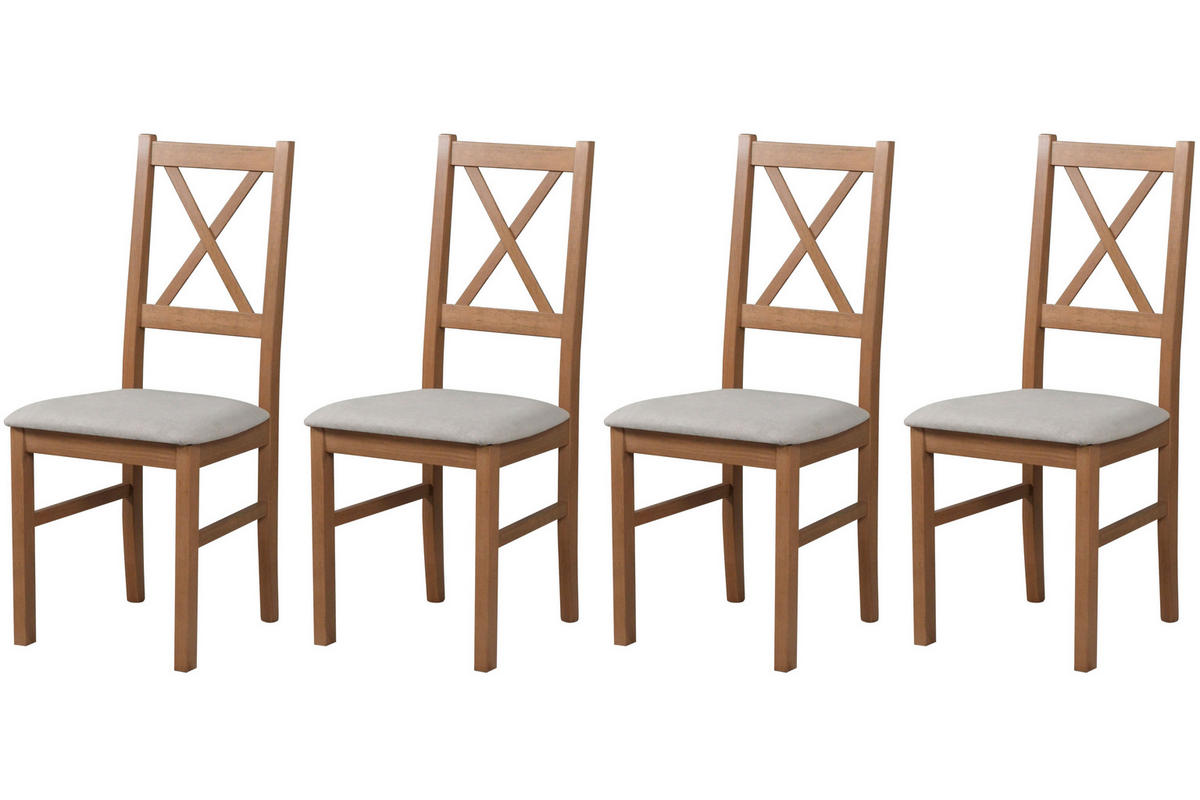 STUHL Nilo 10 (4er Set) - Hellbraun/Beige, Holz (43/94/40cm) - Leaf Design