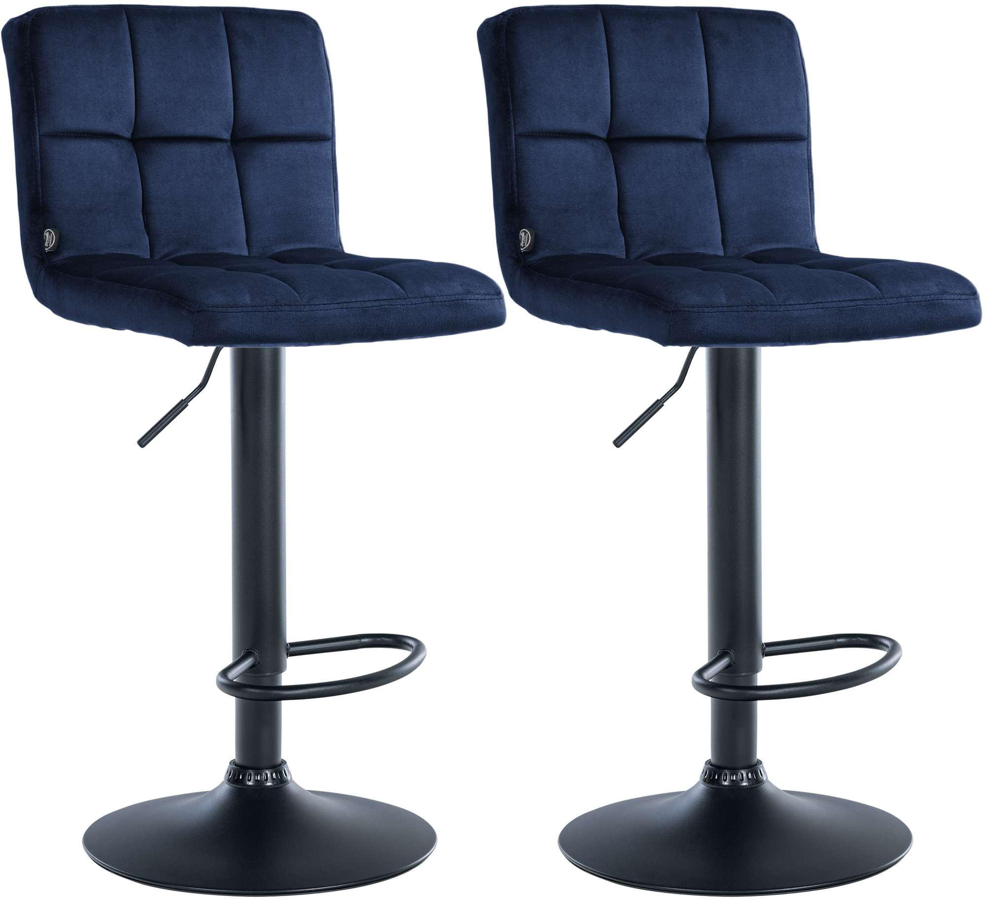 BARHOCKER 2 Samt Blau - Blau/Schwarz, Textil/Metall (46/94/47cm) - CLP