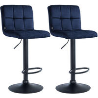 BARHOCKER 2 Samt Blau - Blau/Schwarz, Textil/Metall (46/94/47cm) - CLP