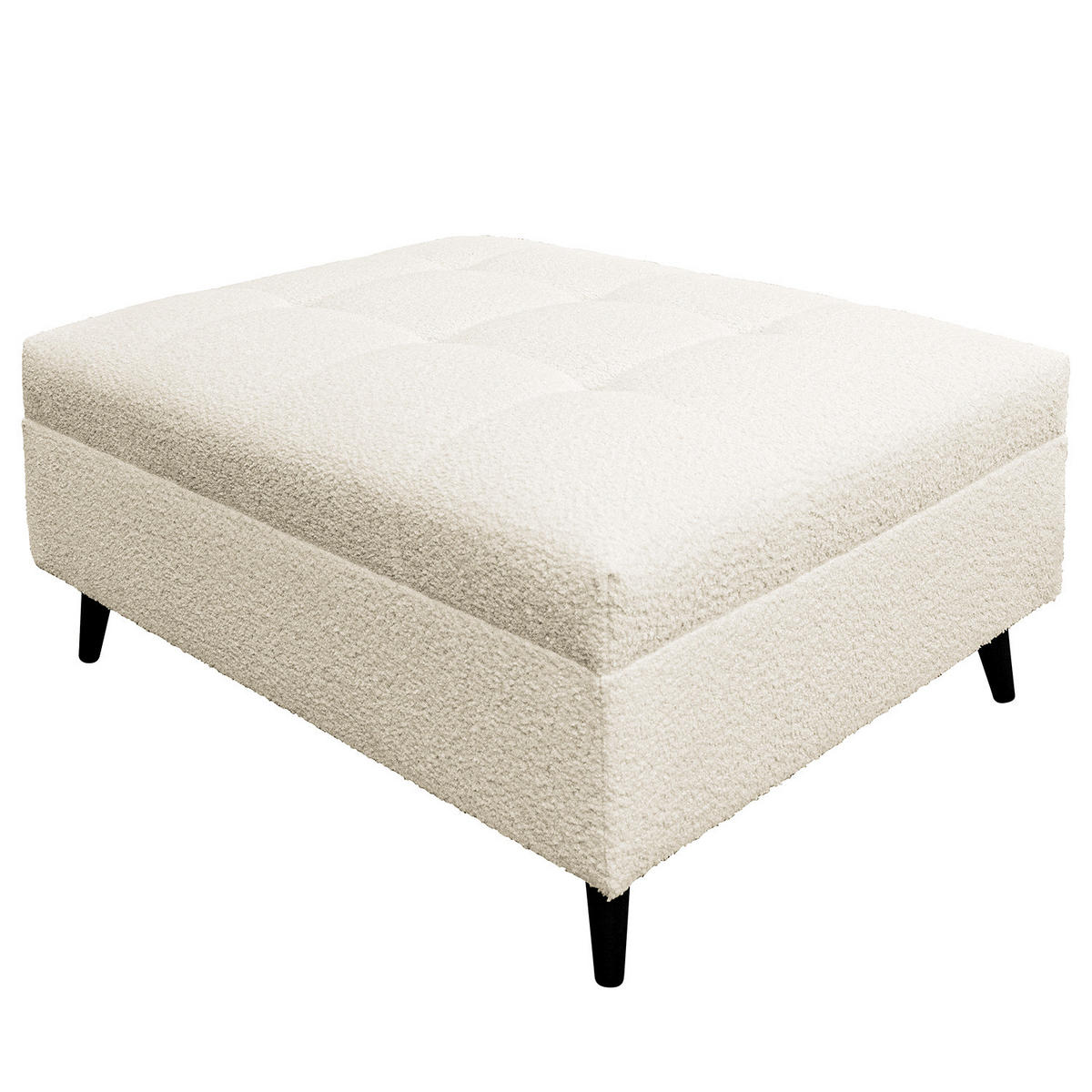 ECKSOFA mit Ottomane und Hocker - Schwarz/Weiß, Birkenholz/Textil (247/174cm) - home24