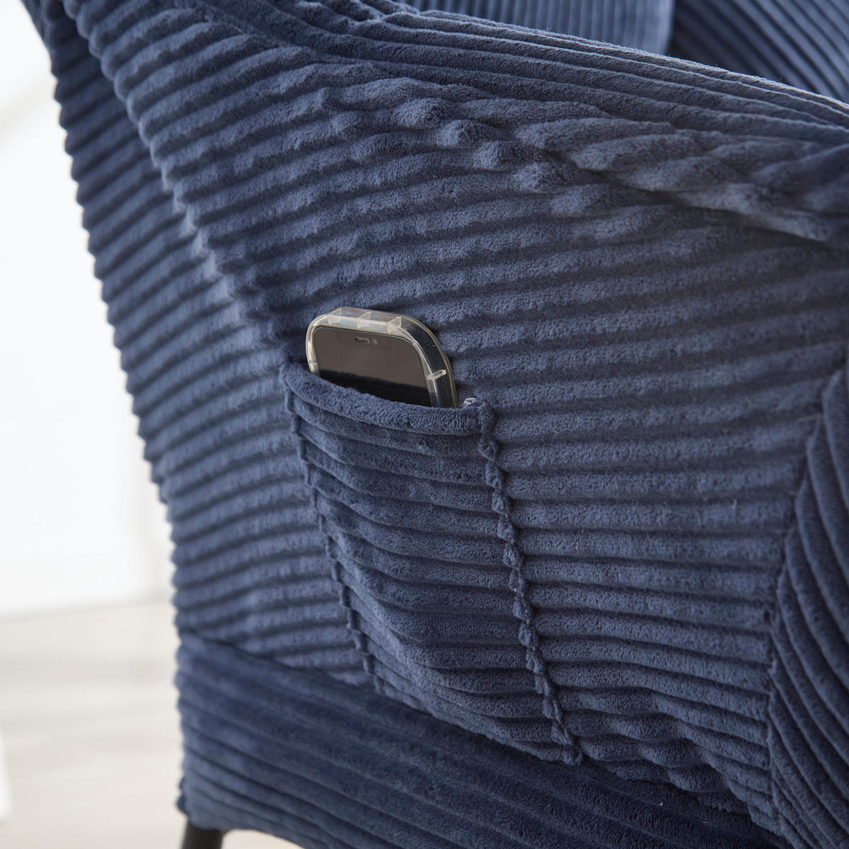 SESSEL 69.9/95/64 cm Navy Blue aus Stahl mit Hocker - Dunkelblau, Textil (69.9/95/64cm) - OKMYHOME