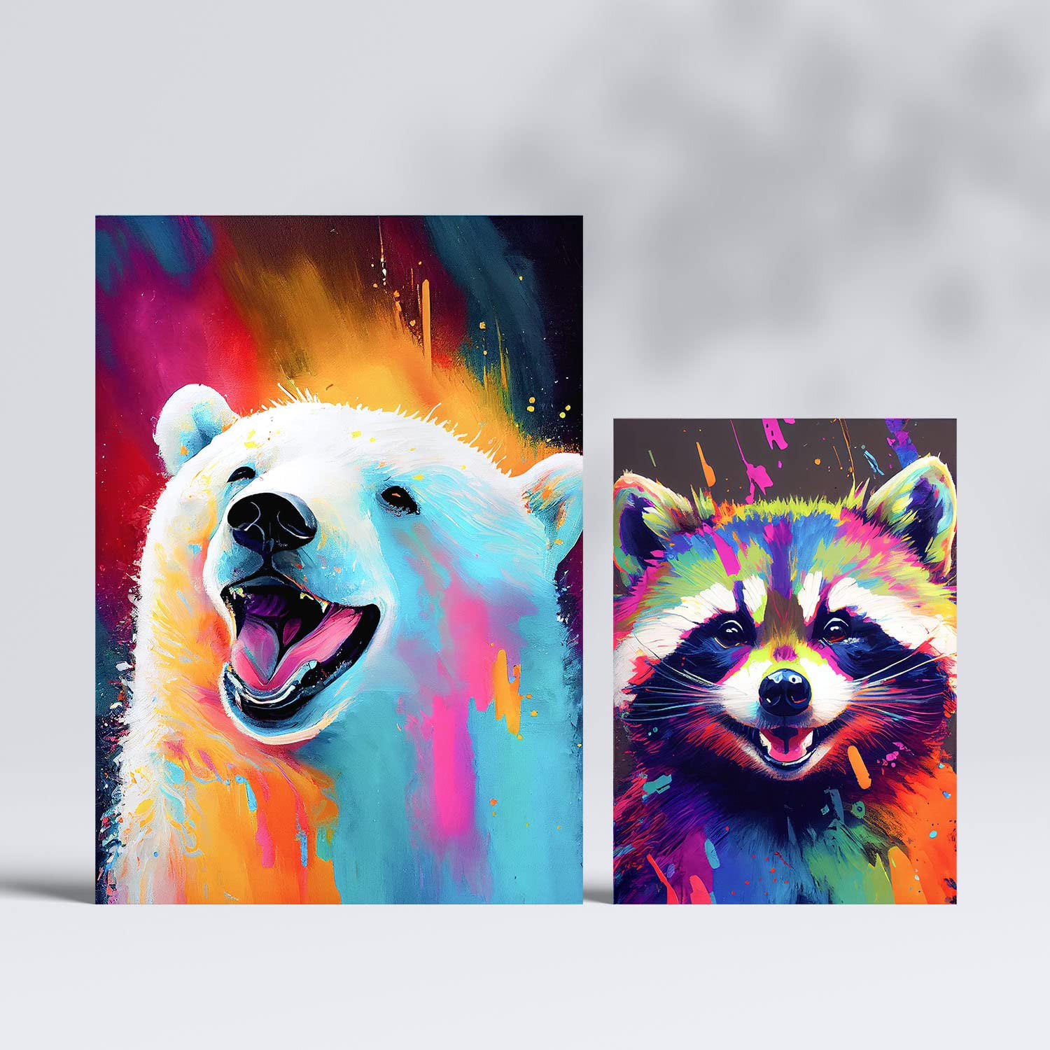 POSTER Set Mit 6 Katzen Und Bären Im Hochformat Lebhafte Aquarell Stil Illustrationen A3 & A4 Rahmenlos - Klar, Papier (29/3cm) - Nacnic