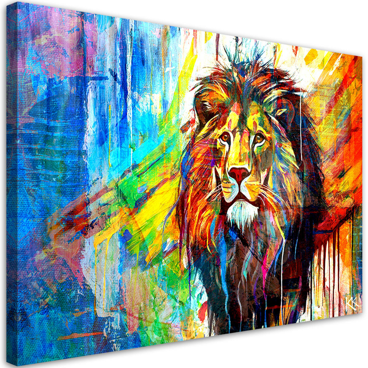 LEINWANDBILD Löwe Tiere Abstrakt - Lila, Textil (60/40cm) - Feeby