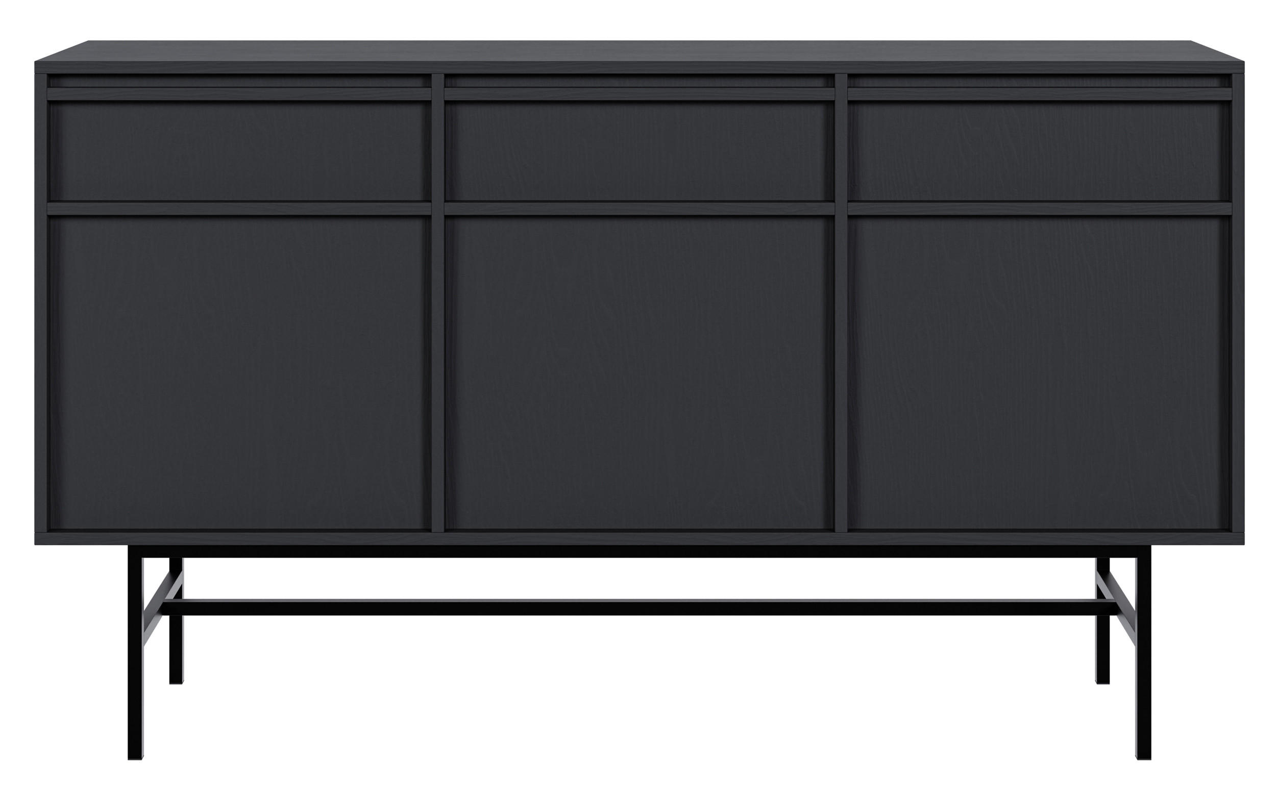 SIDEBOARD Evo Schwarz mit Metallgestell 154 cm - Anthrazit/Schwarz, Holzwerkstoff/Metall (154/89/39cm) - Selsey