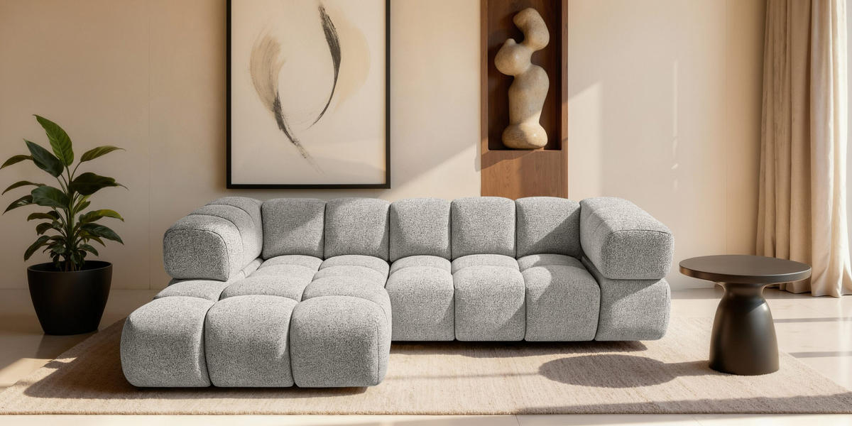 ECKSOFA L-Form Averro, stoff Puente, Beige, Links - Beige, Holz (280/150cm) - Kaiser Möbel