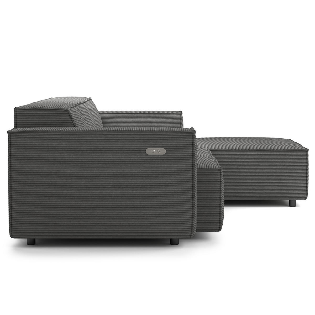 ECKSOFA mit Longchair - Anthrazit/Schwarz, Kunststoff/Textil (260/177cm) - home24