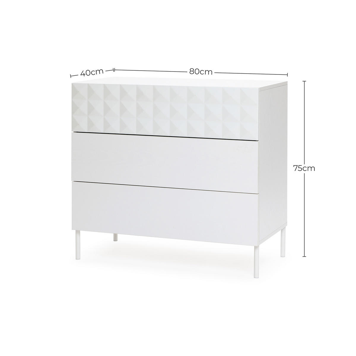 KOMMODE, Holz, Weiß - Weiß, Holzwerkstoff/Metall (80/75/40cm) - Hometopia