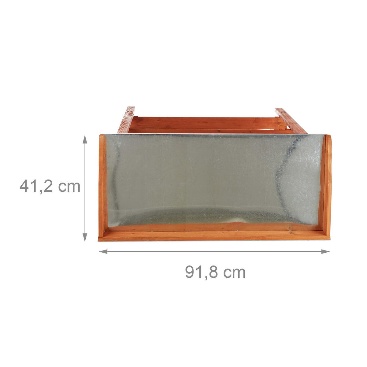 PFLANZTISCH Orange Holz Metallplatte 91,8 cm - Orange, Holz/Metall (91.8/87.5/41.5cm) - Relaxdays