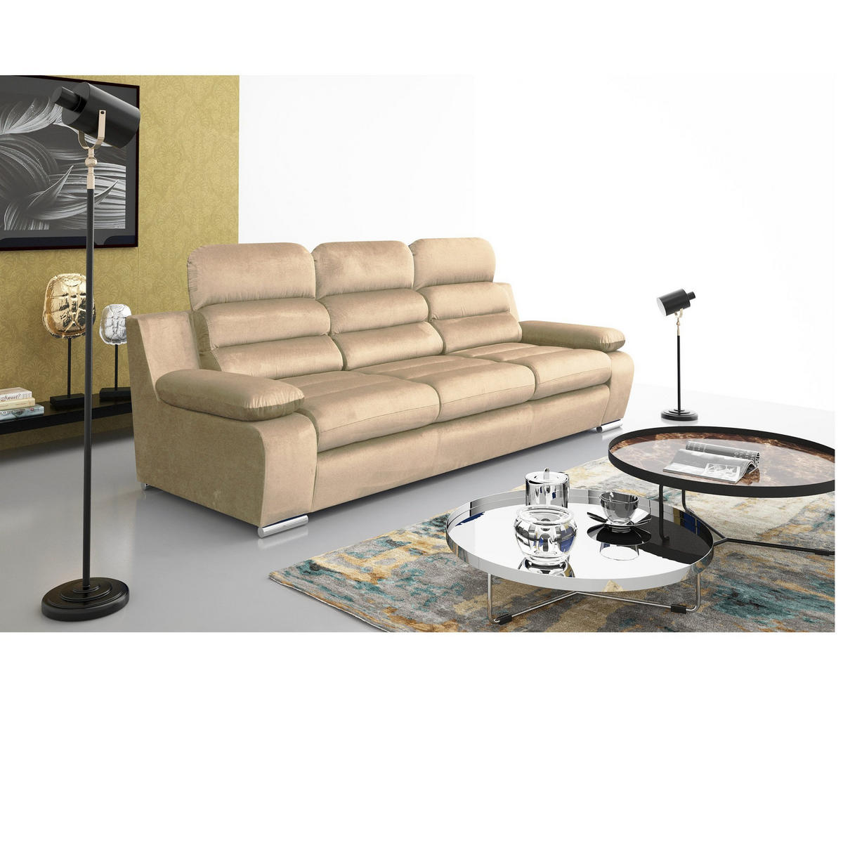 SCHLAFSOFA AMBER Kronos-Stoff Beige - Beige, Holz (238/95/96cm) - Robin