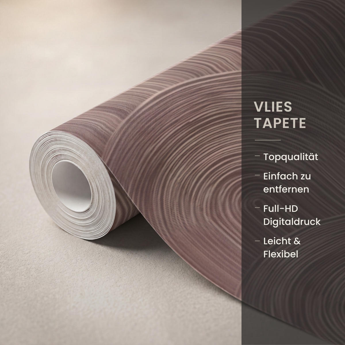 TAPETE - Rhythmic - Aufschlag - Braun - 450x260 cm - Dunkelbraun, Papier (450/260cm) - OnlyWow