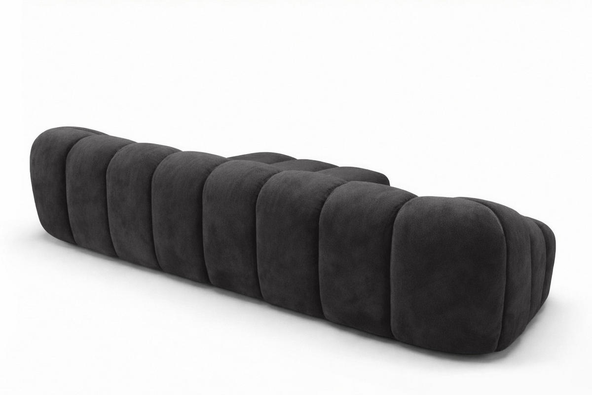 ECKSOFA Modulare L-Form, Veloursstoff Bluvel, Schwarz, Rechts, CROISSANT L - Schwarz, Holz (305/190cm) - Kaiser Möbel