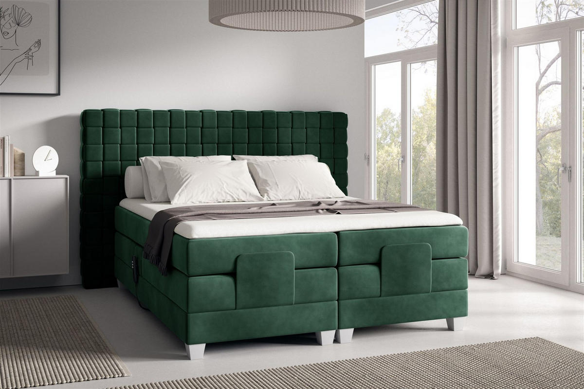 BOXSPRINGBETT Elektrisch Vidal - Grün, Holzwerkstoff/Textil (180/200cm) - Fun Möbel