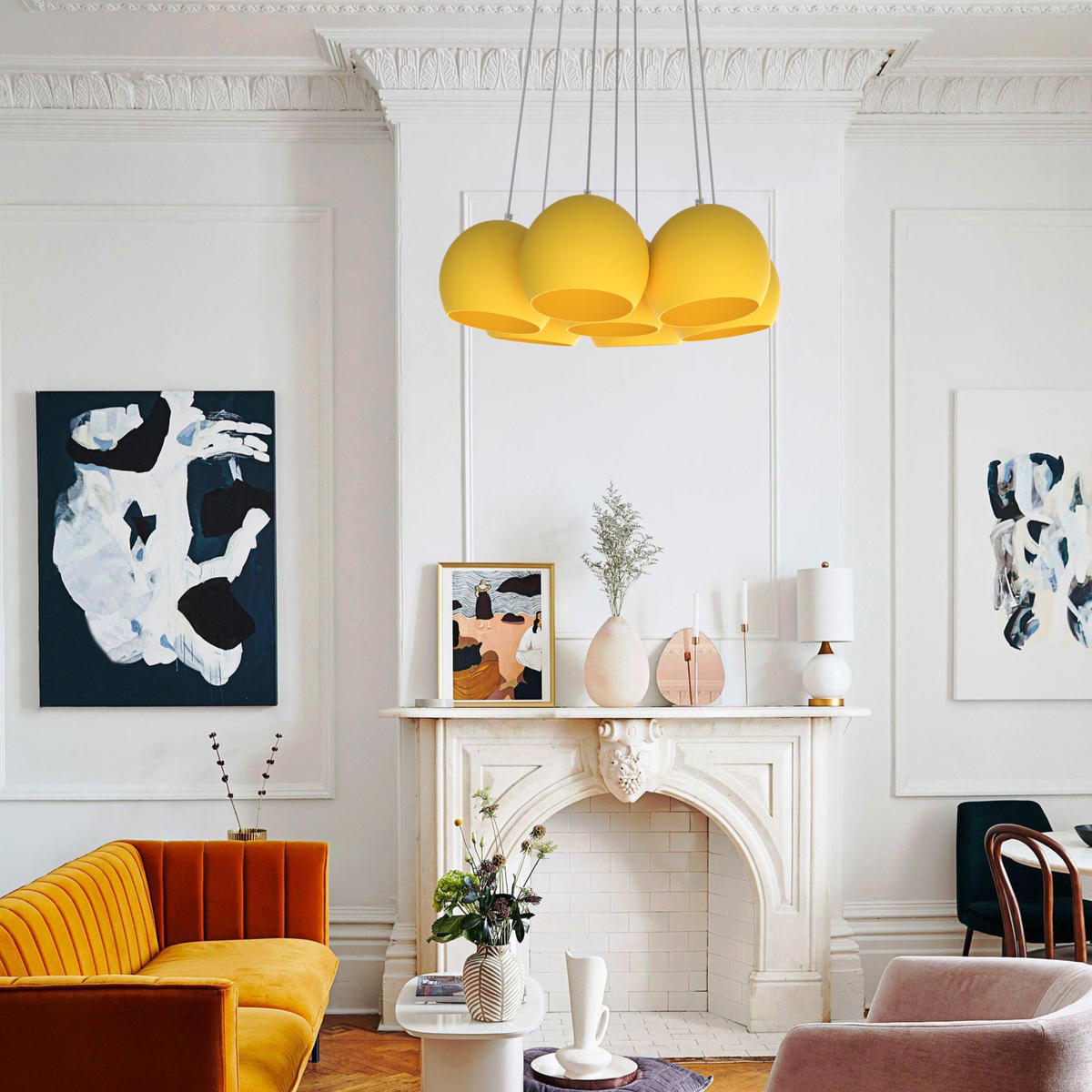 HÄNGELEUCHTE - Gelb, Metall (25/25/20cm) - Lumicom